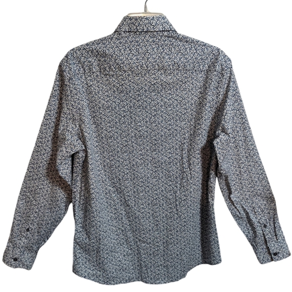 Michael Kors men long sleeve button down shirt blue floral top M slim fit m-001 - Picture 2 of 5